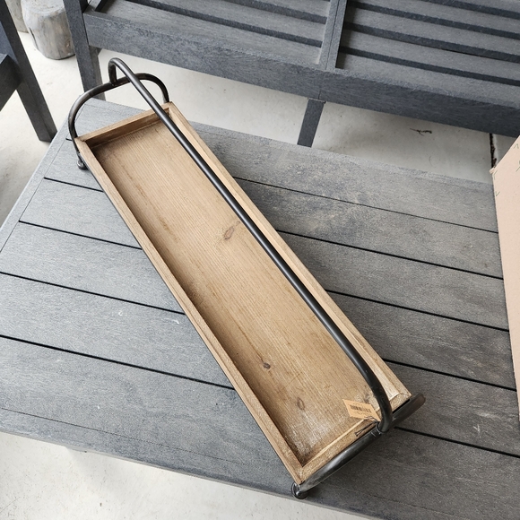 Creative Co-Op Wood and Metal Tray Stand - Picture 5 of 6